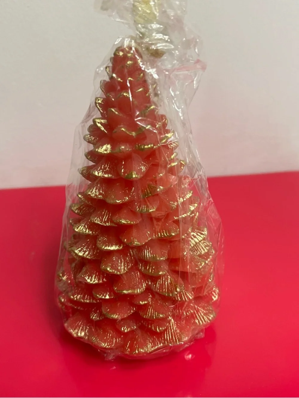 CREATIVE CO-OP - UNSCENTED TREE SHAPED CANDLE WITH GOLD TIPS